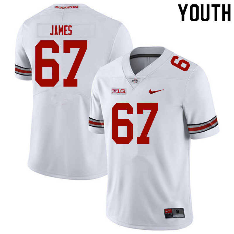 Ohio State Buckeyes Jakob James Youth #67 White Authentic Stitched College Football Jersey
